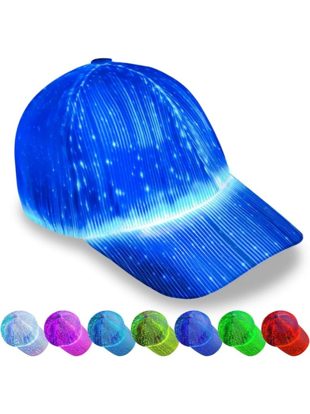 LED Rave Hat - Light Up Baseball Cap with 7 Color Glow, USB Charging, Party